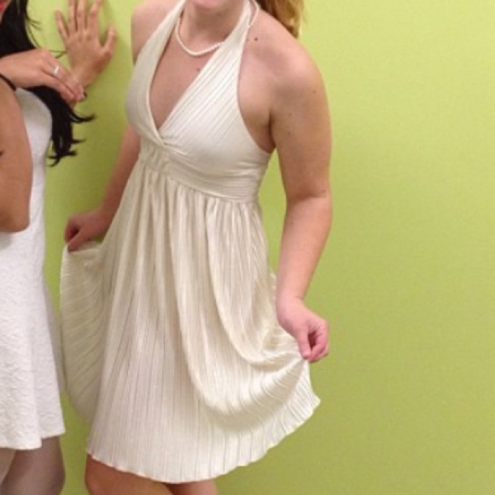 White Halter Swing Dress